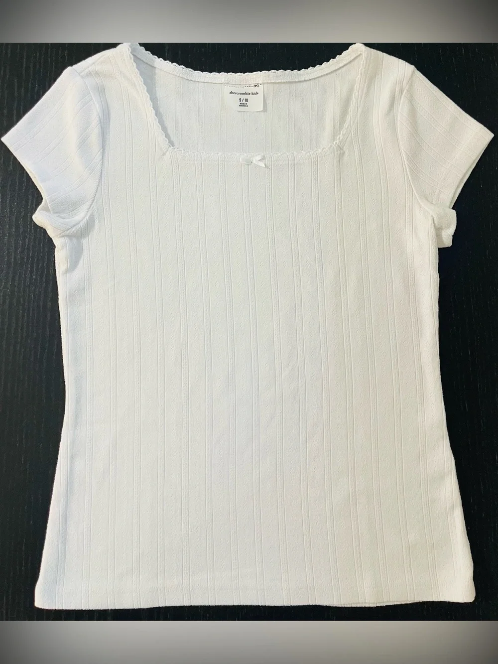 abercrombie kids White Ribbed Short Sleeve Scoop Neck Tee